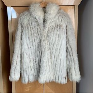 Vintage Genuine 100% Blue Fox Fur Coat Jacques Saint Laurent Medium